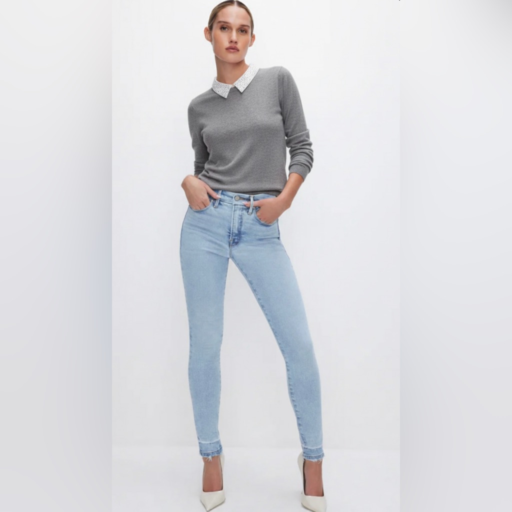 Chelsea & Theodore Grey Sweater W Rhinestone Collar